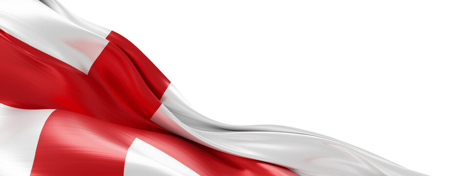 England flag waving isolated on transparent background with copy space 3D render
