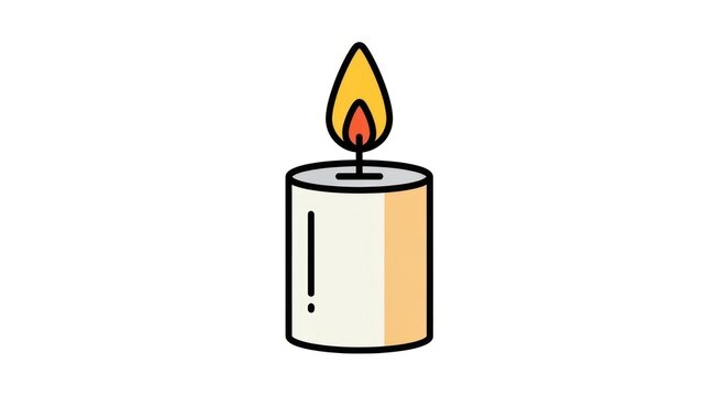 Cartoon candle with flame isolated on white background for various uses