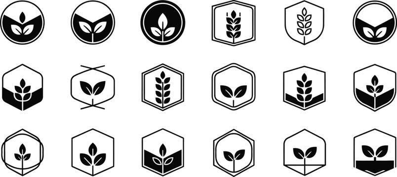 vector icons representing plant growth and eco concepts. Modern, minimal design for environmental projects.