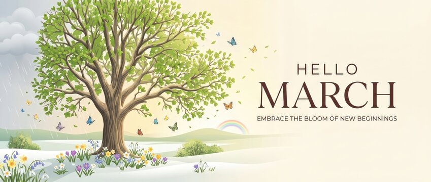 Minimal Spring Nature Background for Hello March