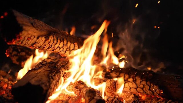 Realistic Campfire Flames Close-Up