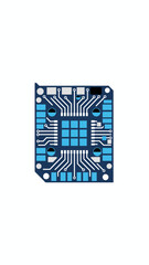 Fototapeta premium Flat Vector Illustration of a Graphics Processing Unit Circuit - Minimalist 2D Digital Art on a Clean White Background