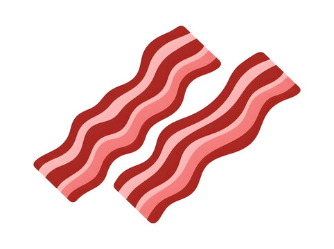 Two Slices of Crispy Fried Bacon Illustration Isolated on White