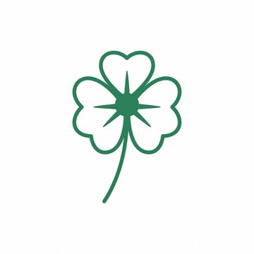 Green line art vector icon of a three-leaf clover plant, isolated on a clean white background.