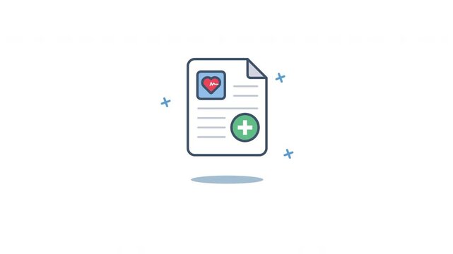 Digital Health Record File with Plus Badge, Modern Medical Document Animation