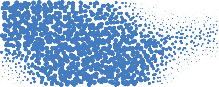 Abstract pattern of blue circles gradually fading out across a white background