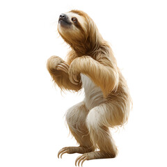 Fototapeta premium Full length standing three-toed sloth as transparent cutout