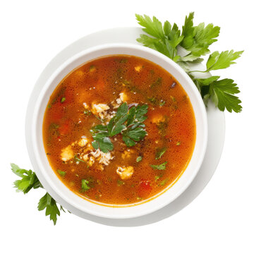 Bowl of Tomato Soup with Fresh Parsley