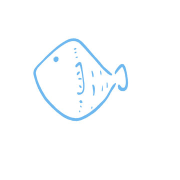 Cute simple blue fish illustration