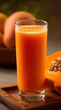 Fresh Papaya Juice in a Glass