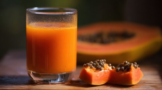Glass of Fresh Papaya Juice With Fruit