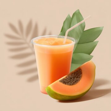 Fresh Papaya Smoothie in Plastic Cup