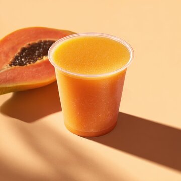 Fresh Papaya Juice in a Plastic Cup