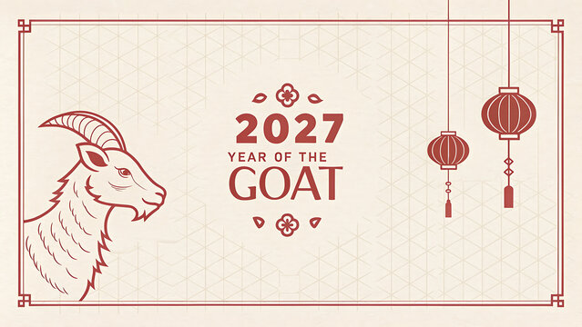 Illustrative design celebrating the 2027 Chinese zodiac year of the goat with decorative elements and traditional symbols transparent background