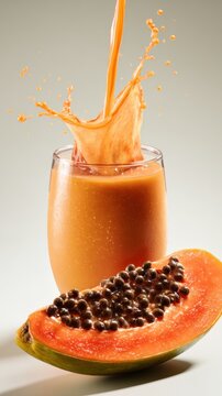 Fresh Papaya Smoothie With Fruit Splash