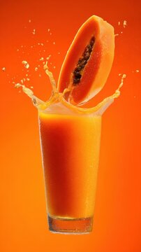 Fresh Papaya Juice Splash in Glass