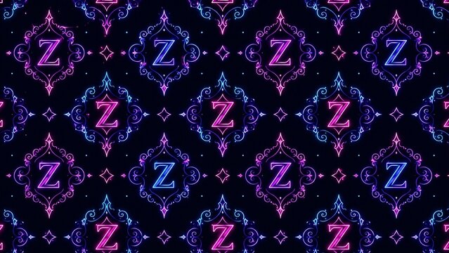 letter Z background seamless pattern background, Neon Glow style
