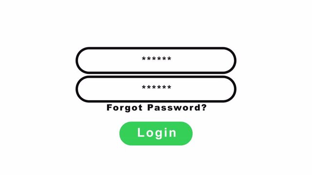 Minimal Login Screen Animation Black Green UI Design, User Profile Icon Sign In Form, Typewriter Password Effect 4K Alpha Channel