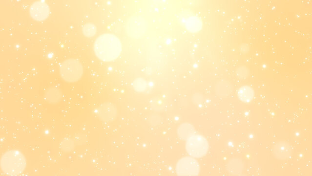 ゴールドの背景に柔らかい玉ボケと輝く粒子が漂う背景素材 JPG / Golden background with soft glowing bokeh and sparkling floating particles JPG
