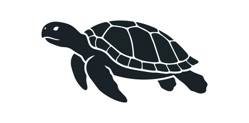 Fototapeta premium Silhouette of a Sea Turtle swimming gracefully in clear water.