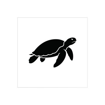 Silhouette of a Sea Turtle Swimming Gracefully Underwater.