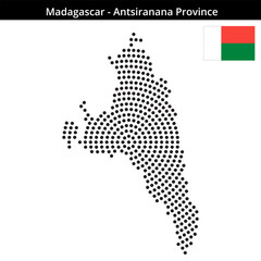 Obraz premium Map of Madagascar region Antsiranana-Province in concentric medium dots