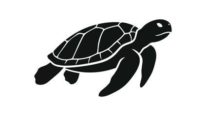Silhouette of a Sea Turtle Swimming Gracefully. © First