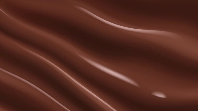 Displaying rich brown curves with delicate rippling texture melting in slow motion cinematography glossy milk chocolate waves flowing