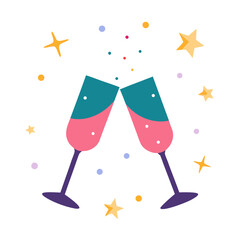 Obraz premium Champagne Glasses Cheers Celebration Vector 