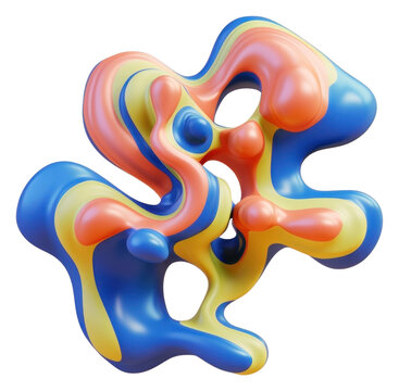 PNG 3d render of abstract fluid shape represent of basic shape confectionery balloon sweets.