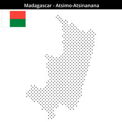Fototapeta premium Map of Madagascar region Atsimo-Atsinanana in small cross shaped dots