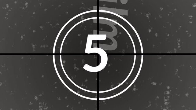 10 second old film countdown Animation of Old movie  retro style film from 10 to 0 number. 4k video