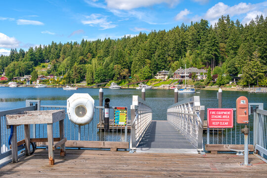 Scene over the harbor and lake in Gig Harbor Washington state.