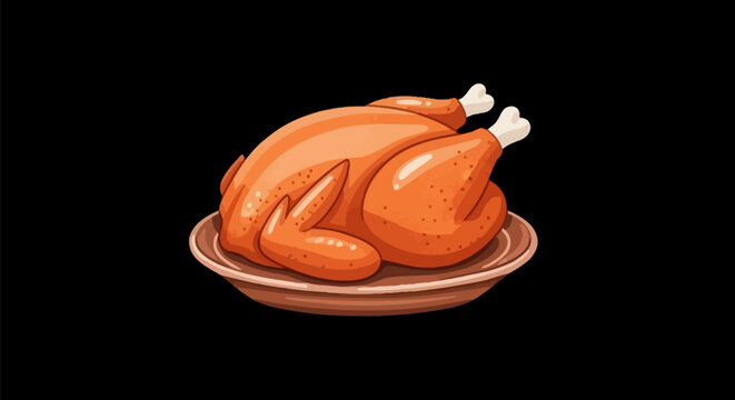 Roasted golden brown turkey served on a ceramic plate