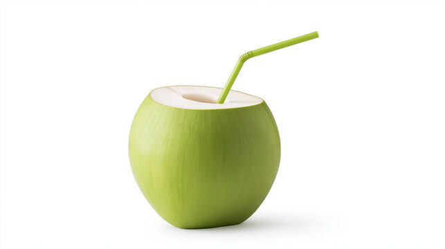 Fresh Coconut Water Isolated on White Background