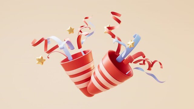 Decorative paper fireworks cone, 3d rendering.