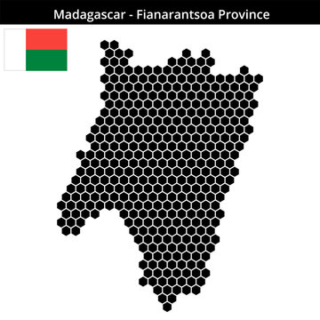 Map of Madagascar region Fianarantsoa-Province in medium hexagonal dots