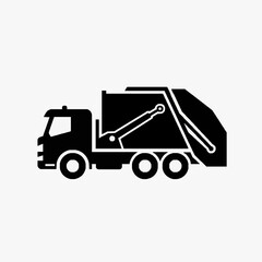 Fototapeta premium Modern Black and White of a Dump Truck with Hydraulic Arm for Construction and Heavy Lifting with high quality professional line art symbols for modern creative design and digital branding projects