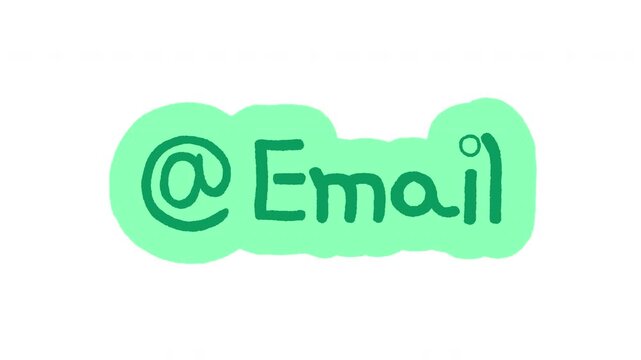Email doodle sticker animation. Internet communication. At symbol. E-mail inbox. Digital everyday planner. Hand drawn color icon in stop motion. Animated journal element on transparent background.