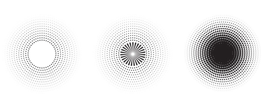 Circle dot frame. Circular border with halftone effect. Modern faded ring. Rounded semitone shape. Ballpoint boarding house. Dotted geometric pattern. Elements of small dots graphics eps 10