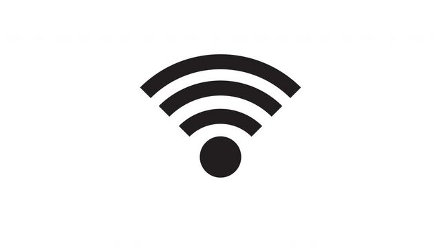 Wifi signal icon animation on white background. internet, wi-fi network, Broadcasting area with Wi-fi icon animation in 4k video