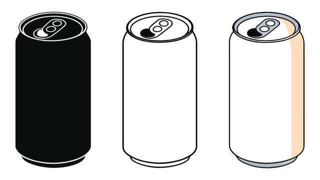 Tall Beverage Can Icons Collection in Solid, Outline, and Sketch Styles for Drinks and Events