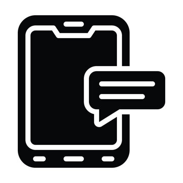 smartphone icon with speech bubble, representing modern mobile communication and messaging Isolated Vector Solid Icon, 
