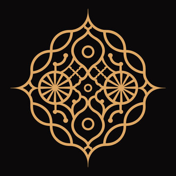 Luxury Islamic Geometric Ornament Gold Vector with Symmetrical Pattern