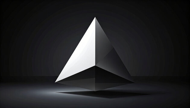 Minimalist Geometric Pyramid Shape Floating Against A Dark Abstract Background For Modern Graphic Design And Technology Concepts
