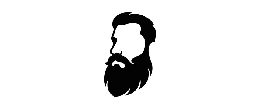 Modern Man's Silhouette with Full Beard and Mustache