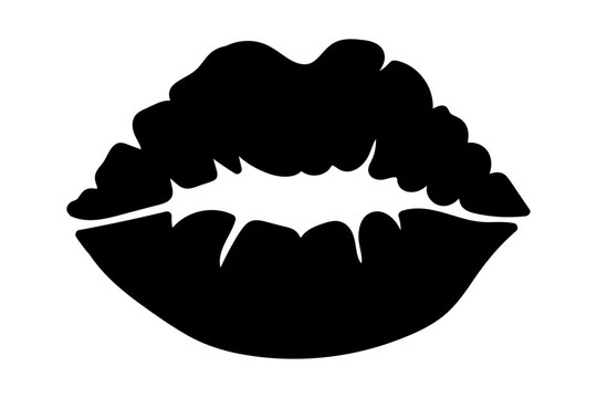 vector black lips icon clip art isolated on transparent background
