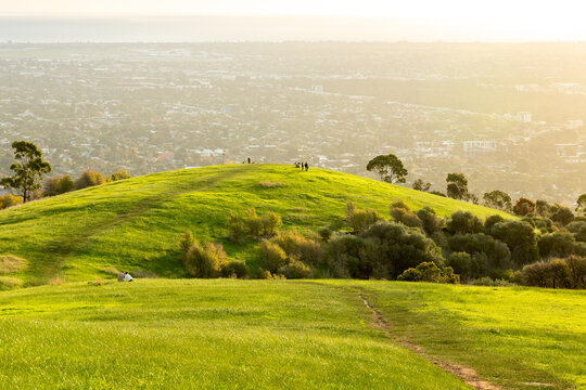 Hill overlooking Adelaide at sunset