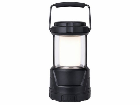 Glowing camping lantern isolated on white background