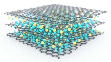 Fototapeta premium 3D Microscopic Diagram of Electrical Double Layer in a Graphene Supercapacitor